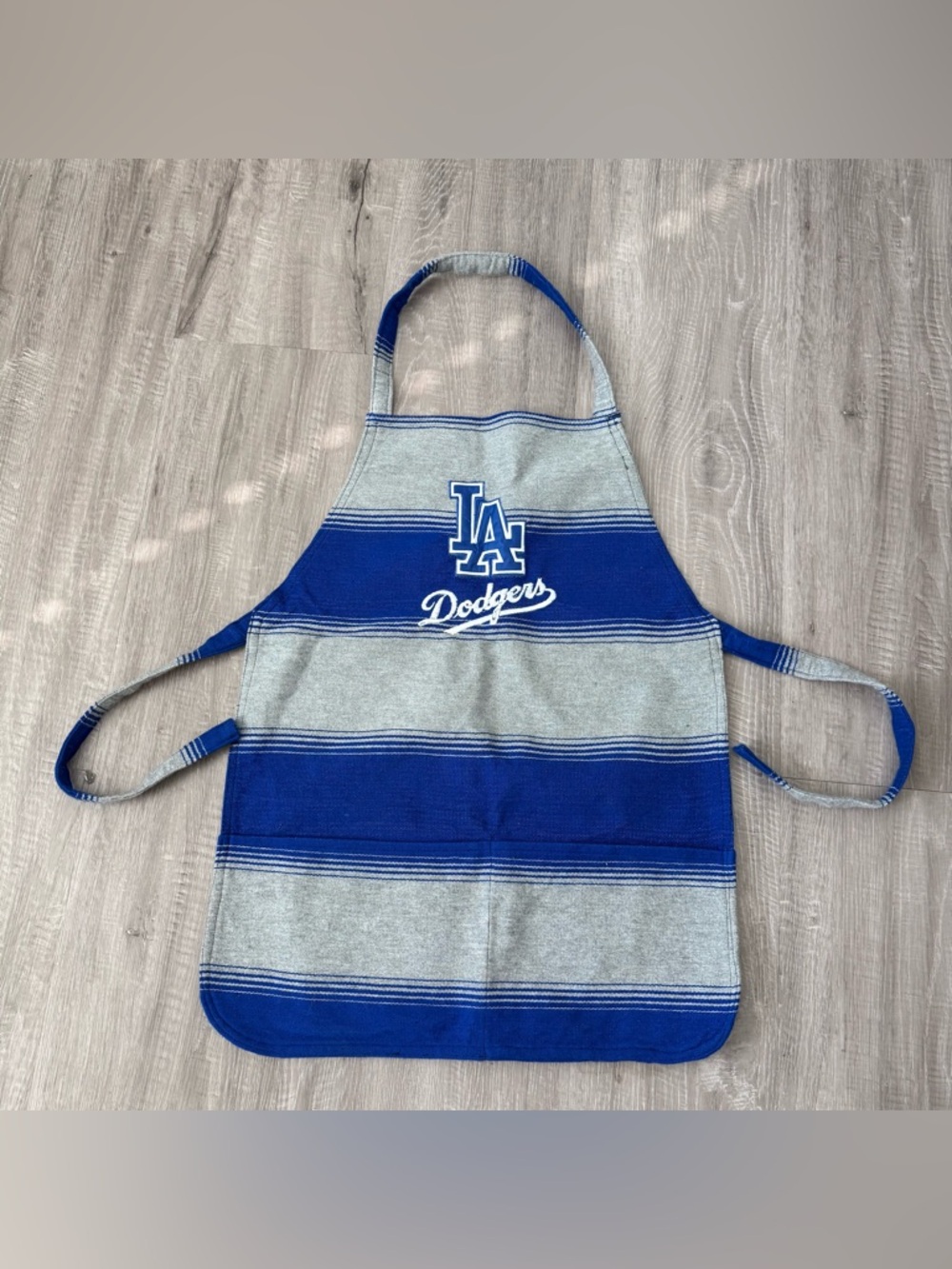 LA Dodgers Apron Thick Woven Blanket Style Embroidered Logo Blue Gray MLB